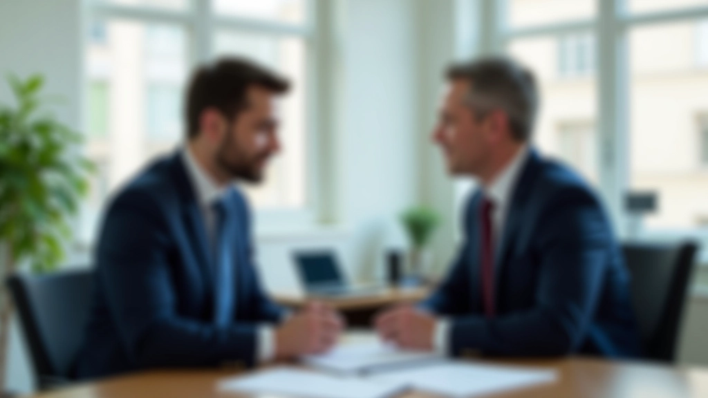 Две стороны сделки обсуждают финансовые условия в офисе